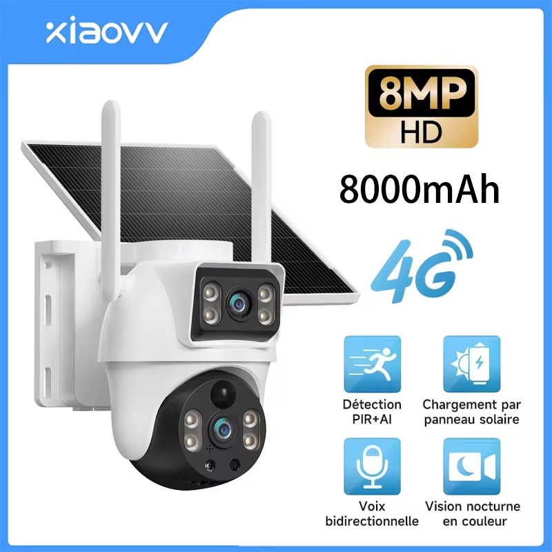 Home Security Outdoor Camera System - XIAOVV 8MP 4G LTE Solarna Zewnętrzna
