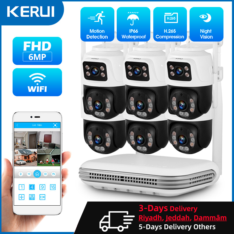 Home Security Battery - KERUI Wodoodporny 6MP HD Bezprzewodowy podwójny