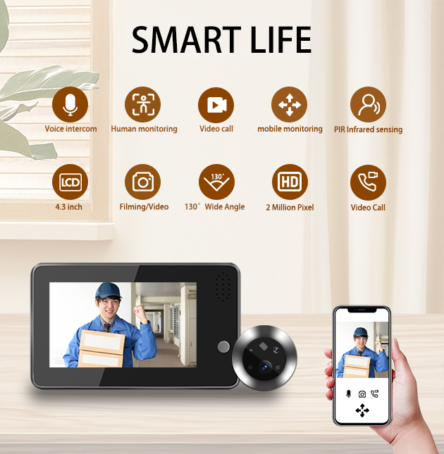 Home Security Wireless Camera - 4,3-calowy inteligentny dzwonek do drzwi Tuya
