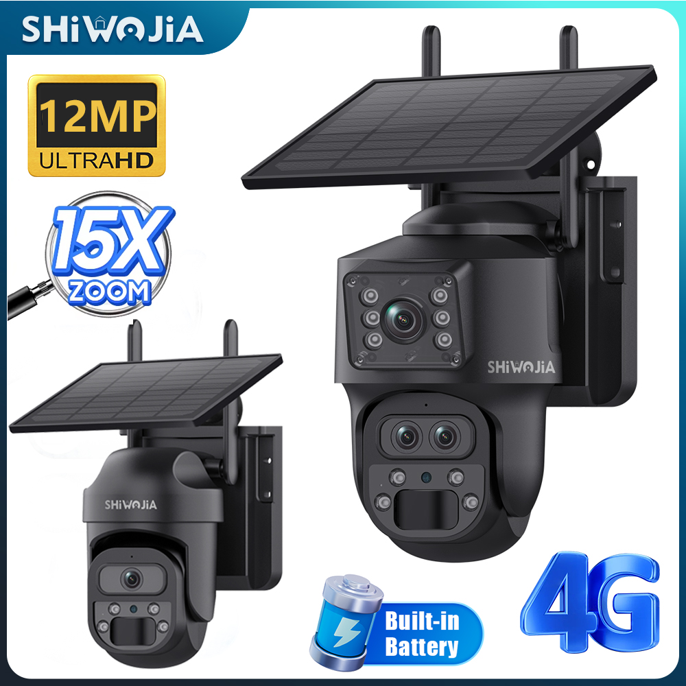 Home Security Outdoor Cameras - Kamera słoneczna SHIWOJIA 15X ZOOM 4G