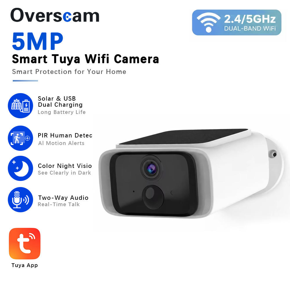 Home Security Outdoor Cameras - Kamera bezpieczeństwa Tuya 5MP zasilana energią