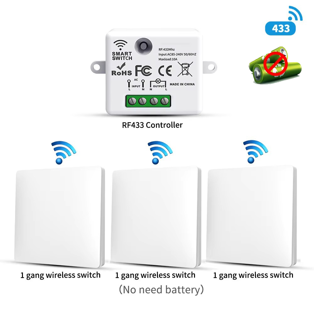 Home Security Battery - Bezprzewodowy włącznik światła RF433 zasilany energią